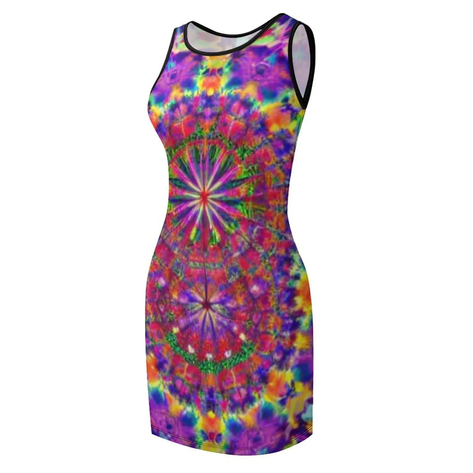 التعادل صبغ نابض بالحياة Ai الفن ديسكو الكرة ديسكو حمى boogie الرقص 70s نادي ديسكو حفلة متقلب أكمام فستان الشمس #4