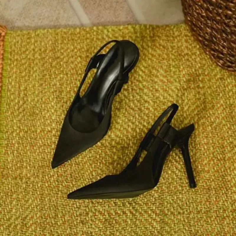 Women Sandals New Summer High Heels Closed Toe Single Sandals Thin Mid-heeled Fashion Hollow Pointed Toe Women Sandals image 6