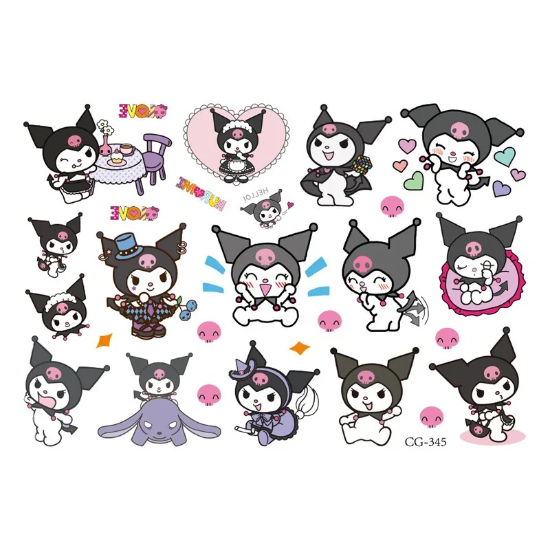 Sanrio Hello Kitty Cat Tattoo Sticker Kuromi Mymelody Tattoos Cinnamoroll Stickers Cosplay Decor Temporary Waterproof Art Tattoo