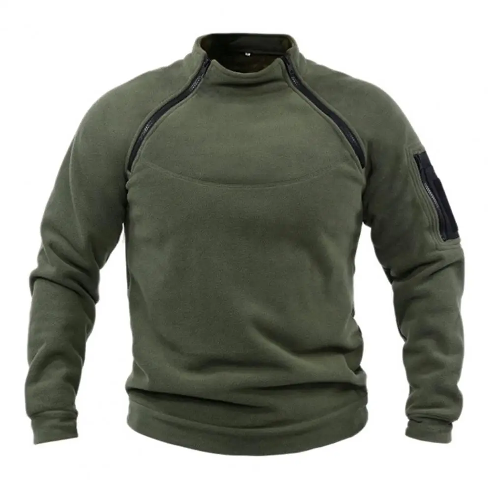 Outdoor Hiking Men Sweatshirt Long Sleeve Hunting Climbing Sweatshirt Windproof Stand Collar Loose Pullover Man Hoodie