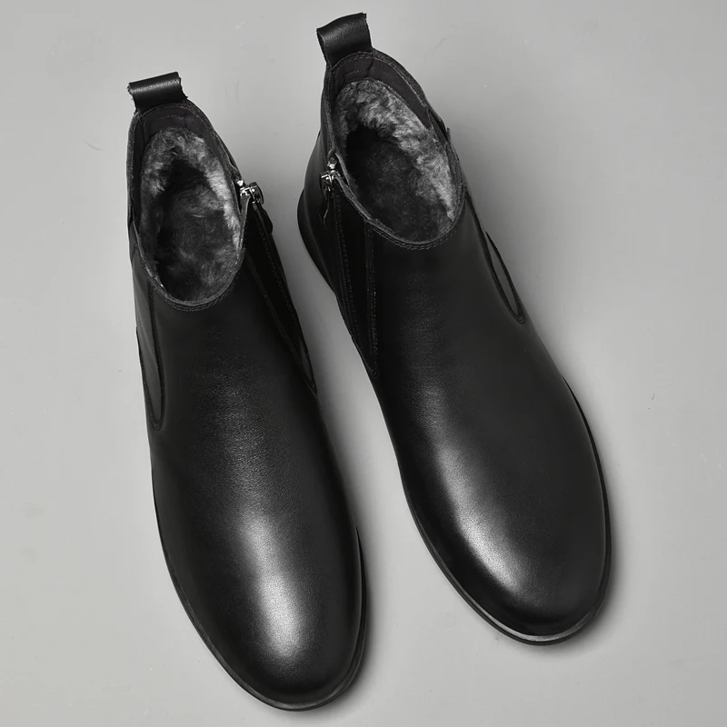 

Anti Slip Wear-resistant Men Boots High-end Autumn Winter New Style Warm Simple Side Zipper Business Formal Fashion Boots