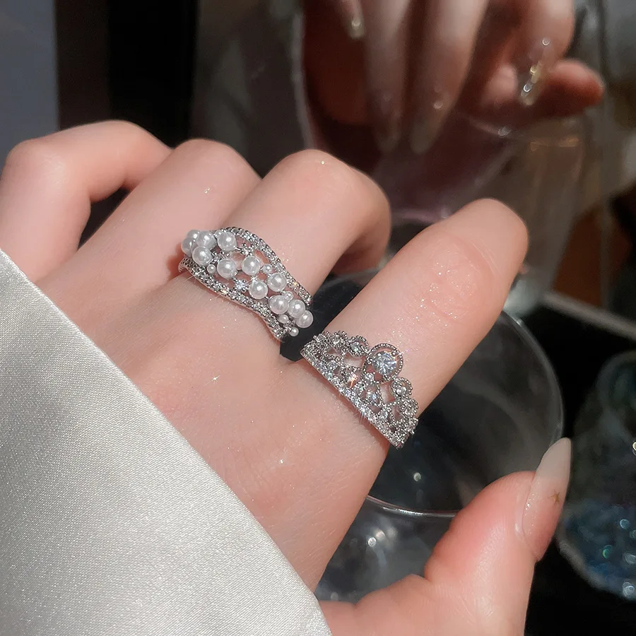 Neuer Vintage Zirkon Hohlperlen Offener Ring Nischen-High-End-Ring Sanfte Ausstrahlung Modeschmuck Paarringe für Herren Luxus – Detail 4