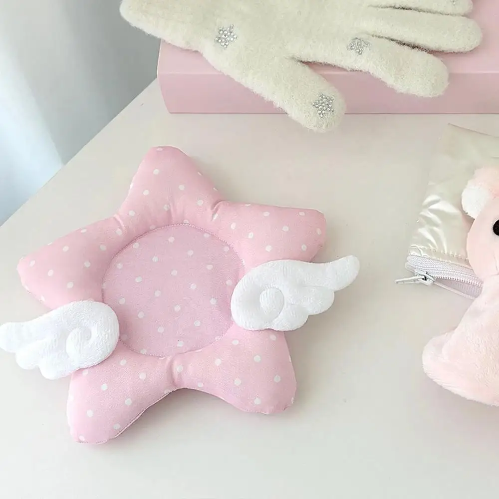 New Korean Style Cartoon Blue and Pink Polka Dot Star Wing Insulated Cup Mat with Thick Padding for Photo Shoots Home Decoration