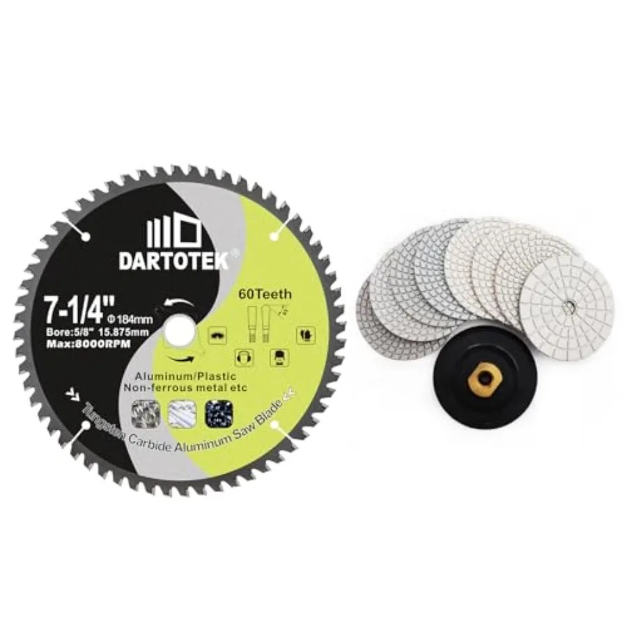 

7-1/4"/184mm Aluminum Cutting DiscCircular Saw Blade 60T TCG Teeth TCT Cut Off Wheel for Aluminum Plastic with 5/8" Arbor for C