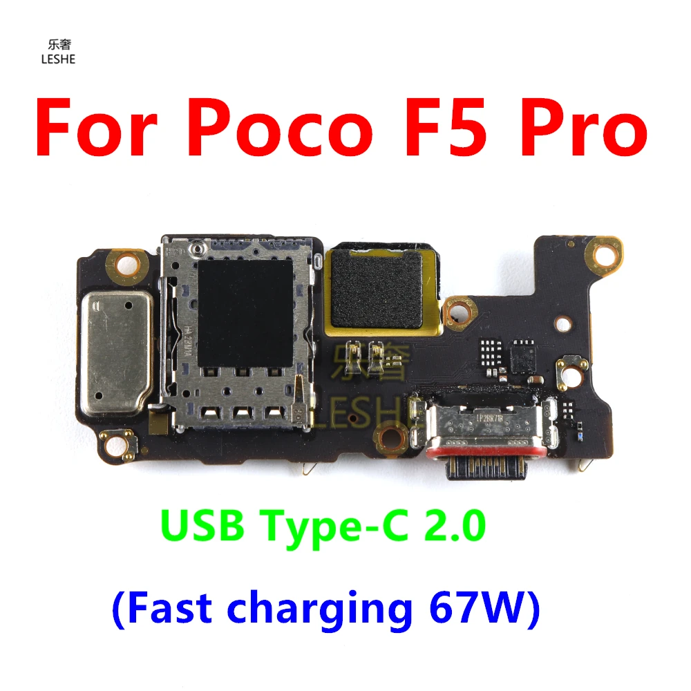 

67W USB Plug Fast Charging Port Microphone Charge Board For Xiaomi Poco F5 Pro Sim Card Tray Charger Flex Cable