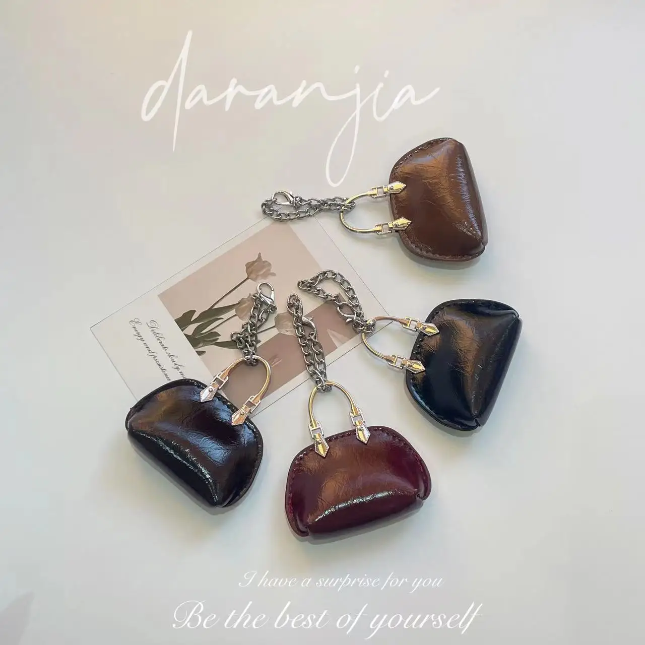 حقيبة صغيرة رائعة سلسلة بدلاية شل حقيبة المفاتيح بولي Leather الجلود بلون حقيبة ديكور الإبداعية DIY بها بنفسك حقائب النساء الملحقات #6