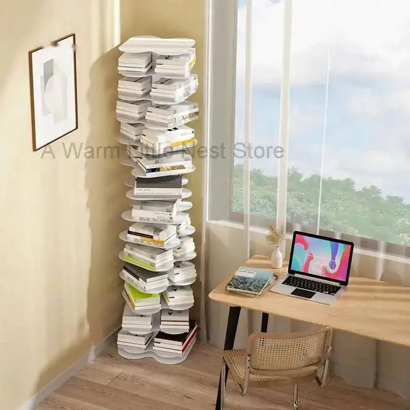 

Invisible Spiral Bookcases Book Storage Racks Multi-layer Shelf Floor Rotating Iron Corner Bookshelf Home Living Room Furniture
