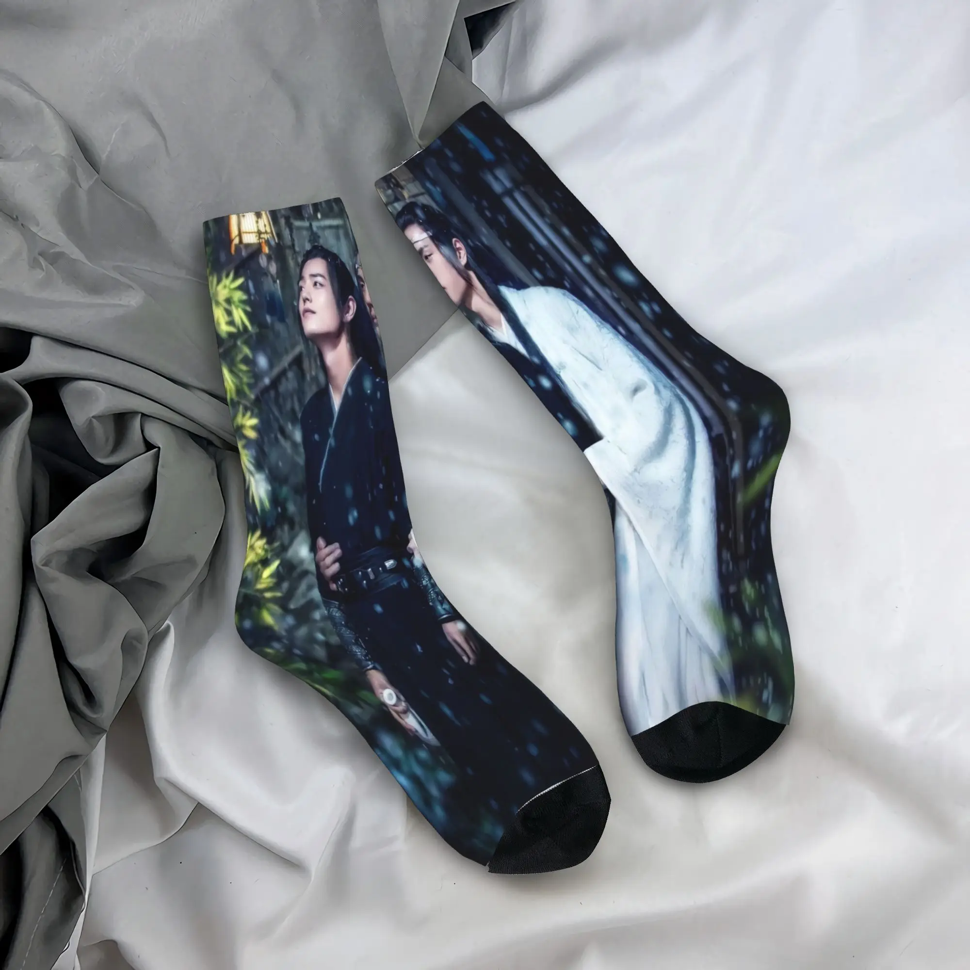 

Мужские носки Drama The Untamed xiao zhan wang yi bo, противоскользящие мягкие носки, зимние велосипедные носки с забавным дизайном