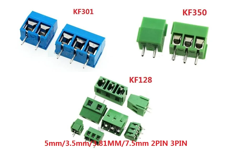 20PCS 2PIN 3PIN Terminal Screw Connector Splice Connector 2P 3P 5mm/3.5mm/3.81MM/7.5mm For Circuit Board KF301 KF128 KF350