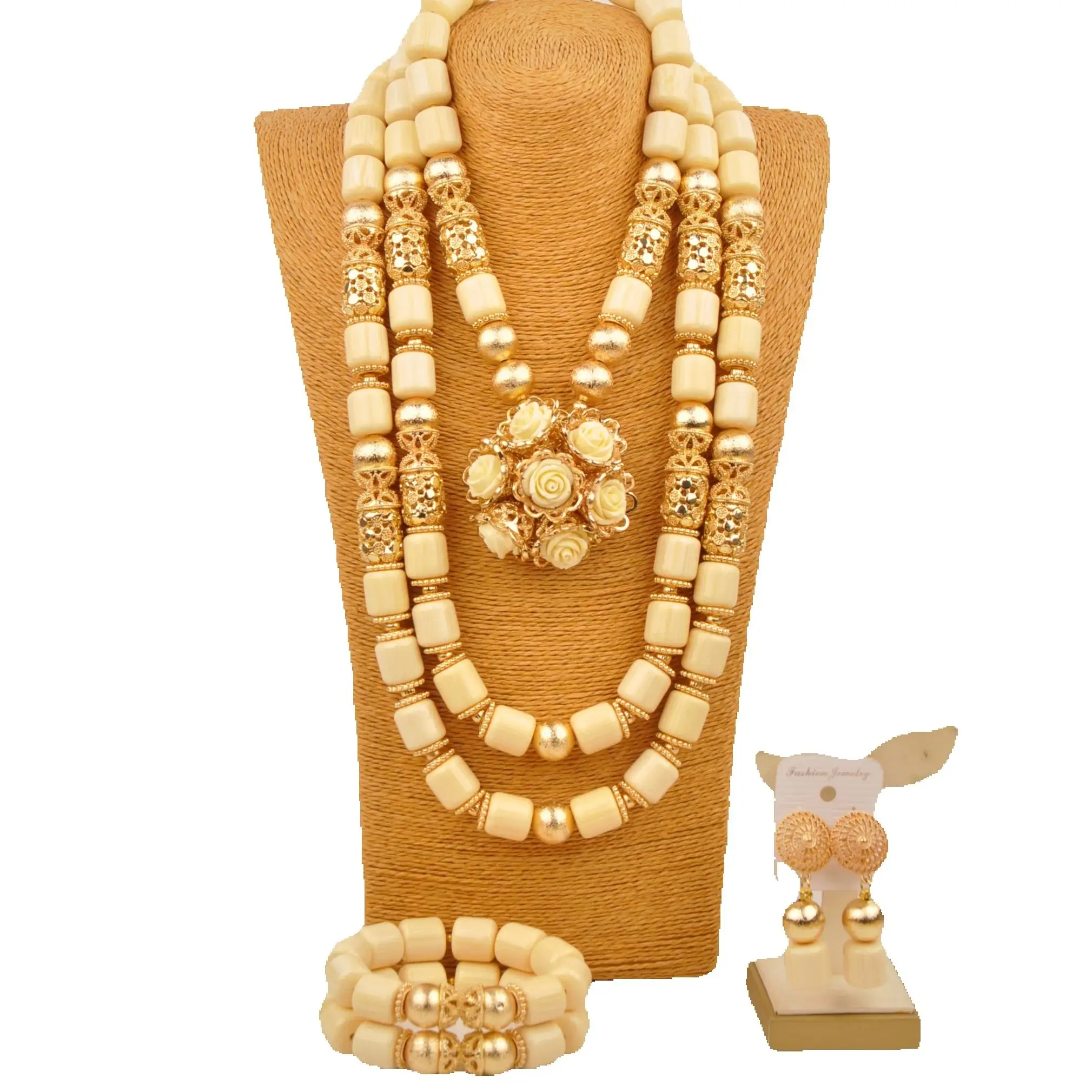 

White Artificial Coral Bridal Jewelry Sets