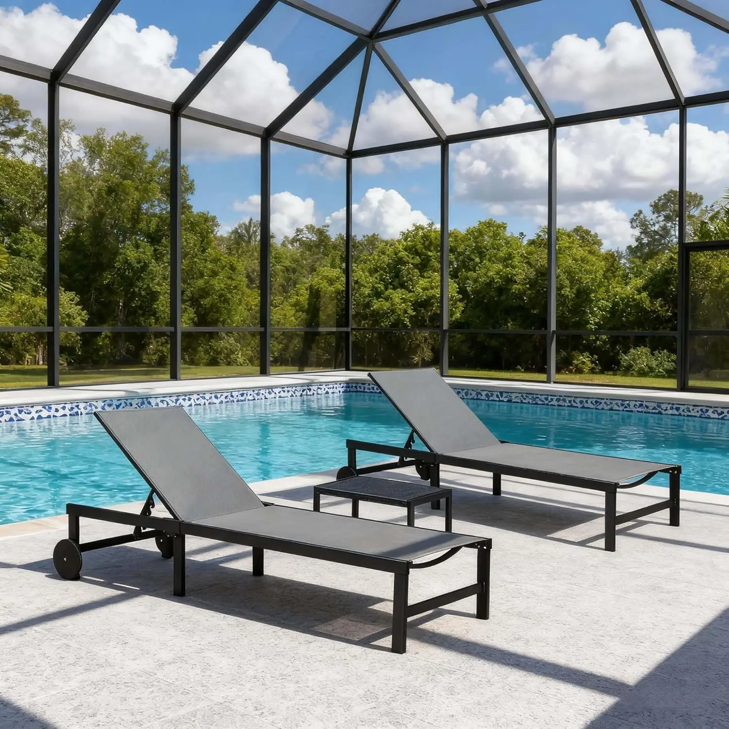 

Outdoor Chaise Lounge Chairs Set Recliner Aluminum Adjustable Chair for Poolside Beach Patio Reclining Sunbathing Lounger, Grey