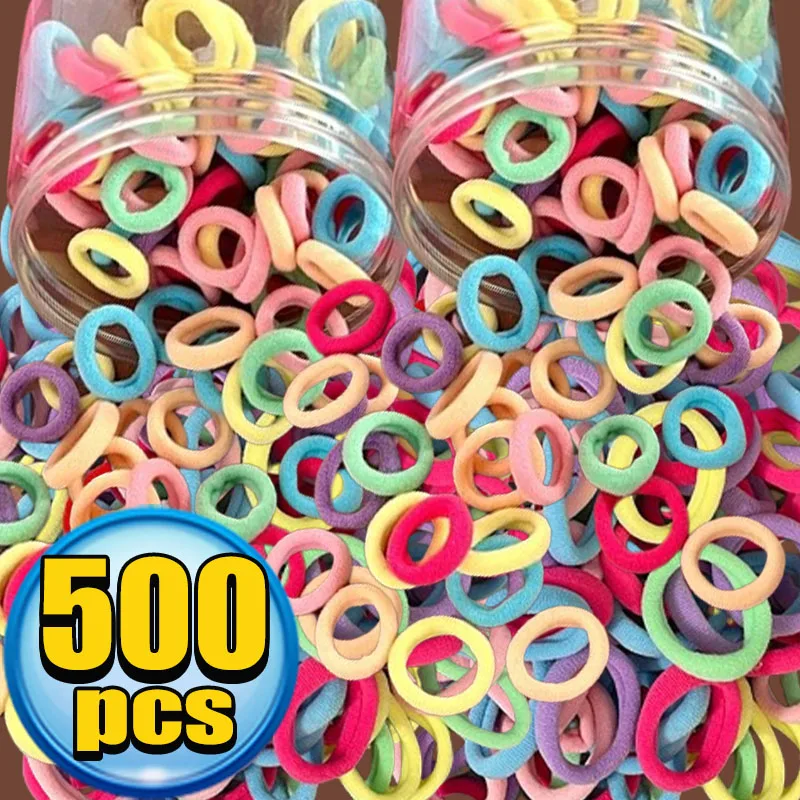 500 stücke bunte Nylon elastische Haar bänder für Frauen Nylon Scrunchie Krawatten Gummiband elastische Haarband Mädchen Haarschmuck