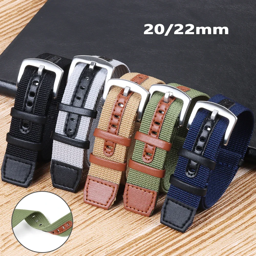 

20mm 22mm Nylon Watch Band Soft Braided Canvas Universal Writband Outdoor Sport Watch Strap for Men Women Bracelet Accessories