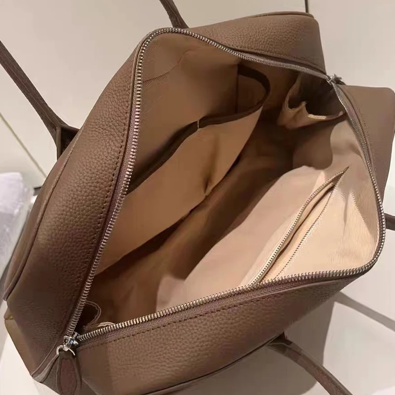 Genuine Leather Tote Bags For Women Luxury Designer Handbags And Purses 2025 New In Cowhide Lychee Texture Elena Grain Shoulder