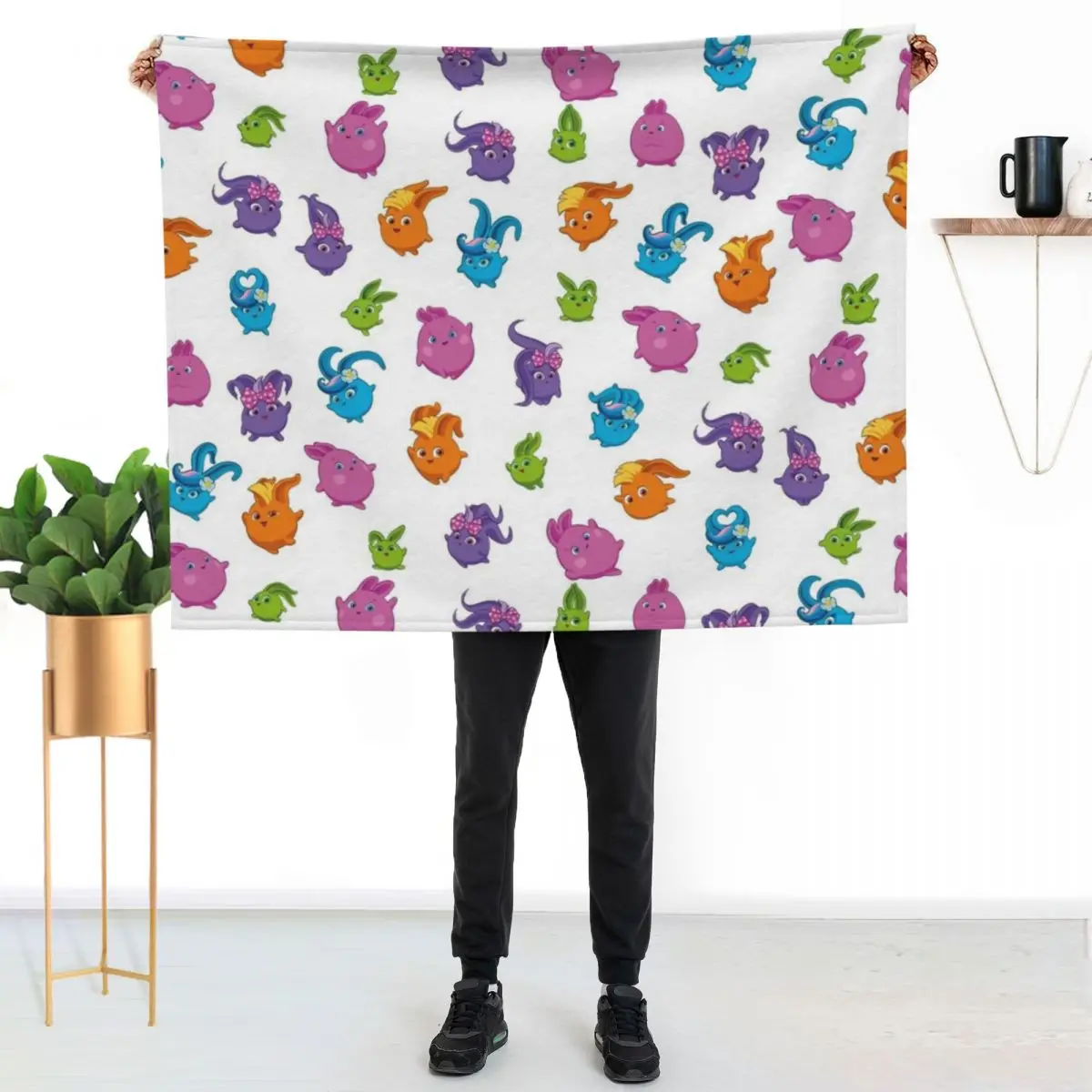 Sunny Bunnies Pattern NEW Throw Blanket Hairy Decoratives Loose Beautifuls Single Warm Blankets