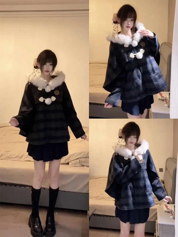 

Японская зимняя новая японская униформа Jk, дизайнерский шерстяной плащ, пальто, костюм с верхней юбкой для колледжа