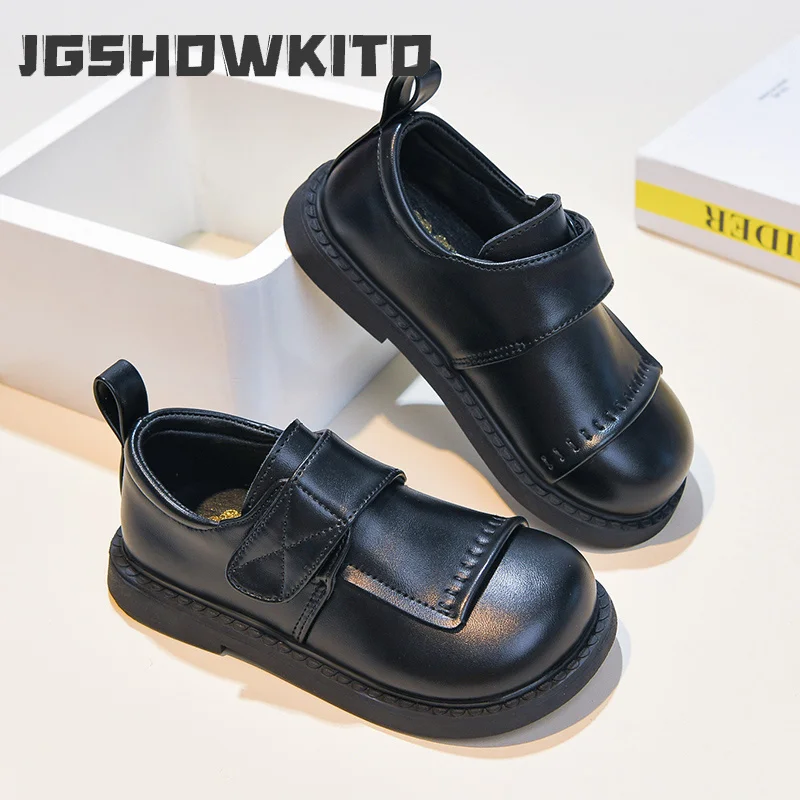 JGSHOWKITO Boys School Uniform Shoes Black New Autumn Kids Formal Shoes Non-slip Simple Classic Party Wedding Footwear Soft Hot