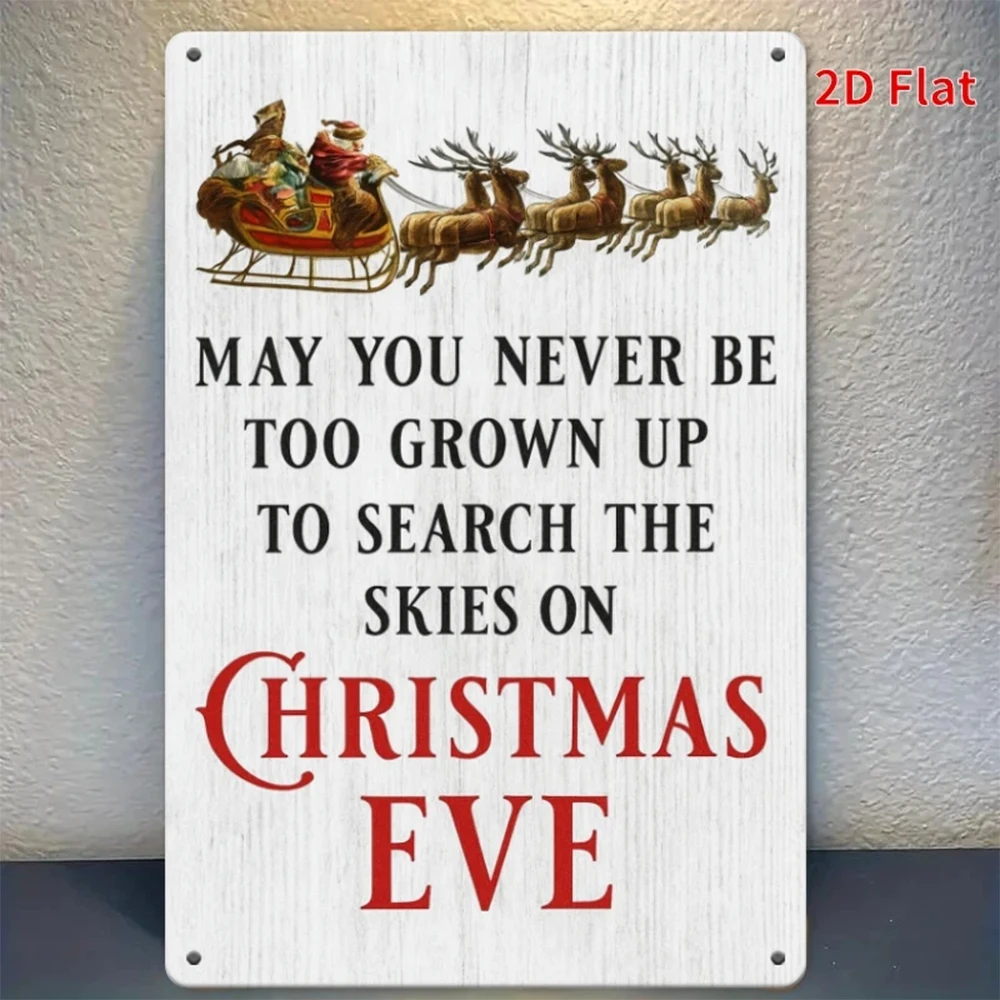 2D Flat Art - a 2D Flat Print Design That Captures the Excitement of Christmas Eve, Featuring a Metal Plaque Perfect for Home Decoration.