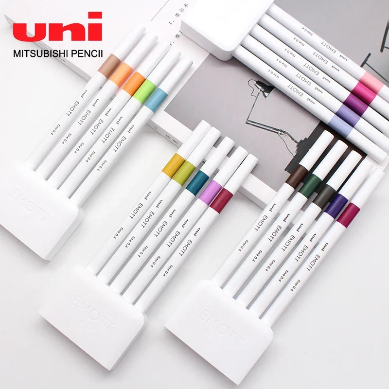 Japan UNI EMOTT PEM-SY Water-resistant Signature Pen Hand Account Notes Dedicated Color Pen Set Fiber Hook Line art supplies