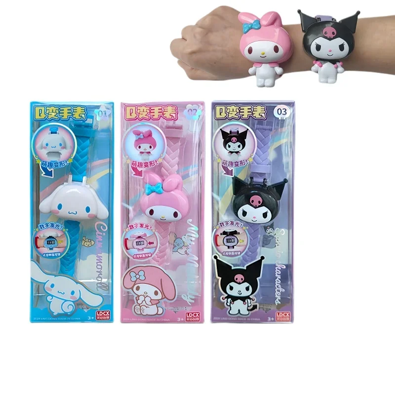 Sanrio My Melody Kuromi Transformer Watch Anime Character Cinnamoroll Modeling Accessories Kawaii Children\'s Toy Girl Gift