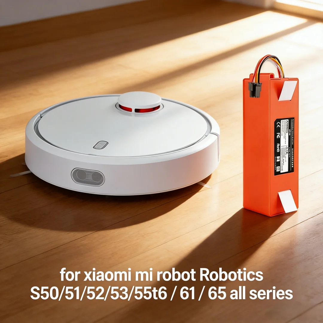 

New 5200mAh Rechargeable Li-ion Battery Replacement for Xiaomi Roborock S50 S51 T4 Robot Vacuum Cleaner, 14.4V Extended Run Time