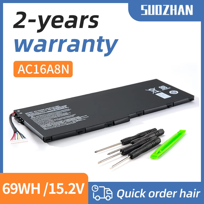 

SUOZHAN New Genuine AC16A8N 15.2V 68Wh Laptop Battery for Acer Aspire V17 VN7-793G V15 VN7-593G VN7-593G-54L3