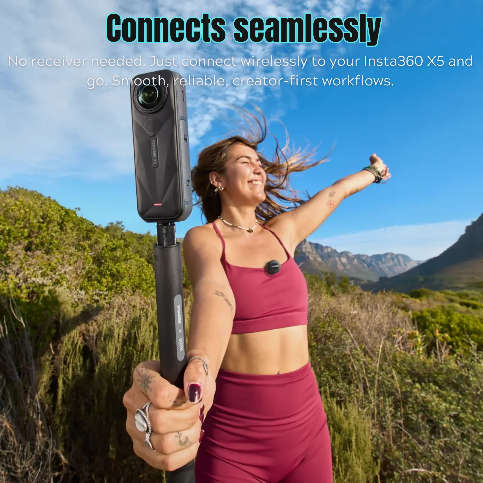 Insta360 Mic Air Mini 7.9g 48k هرتز جهاز إرسال مغناطيسي ميكروفون الصوت لـ Insta 360 X5 X4 Air Ace Pro 2 ملحق أصلي