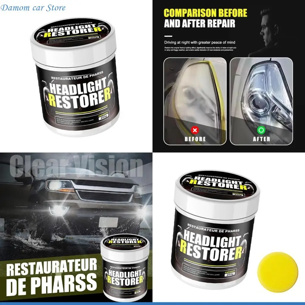 

A2UC Headlight Restoration Headlamp Repair Fluid Car Light Polisher Cleaning Sponge Set Headlight Refurbish Tool