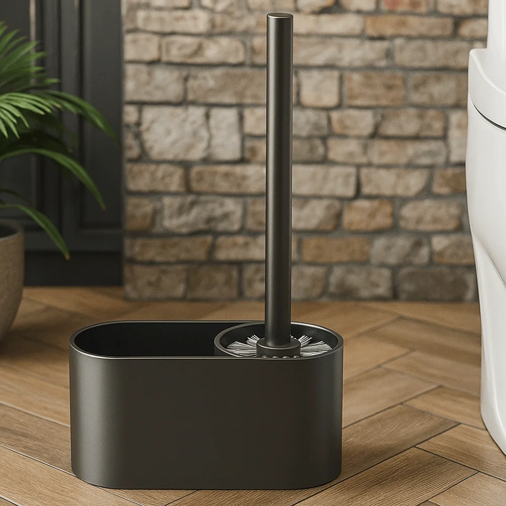 

Алюминиевый материал, полка для туалетной щетки для ванной комнаты, установка без гвоздей, нержавеющая чистящая щетка для унитаза, светлая, роскошная, серая