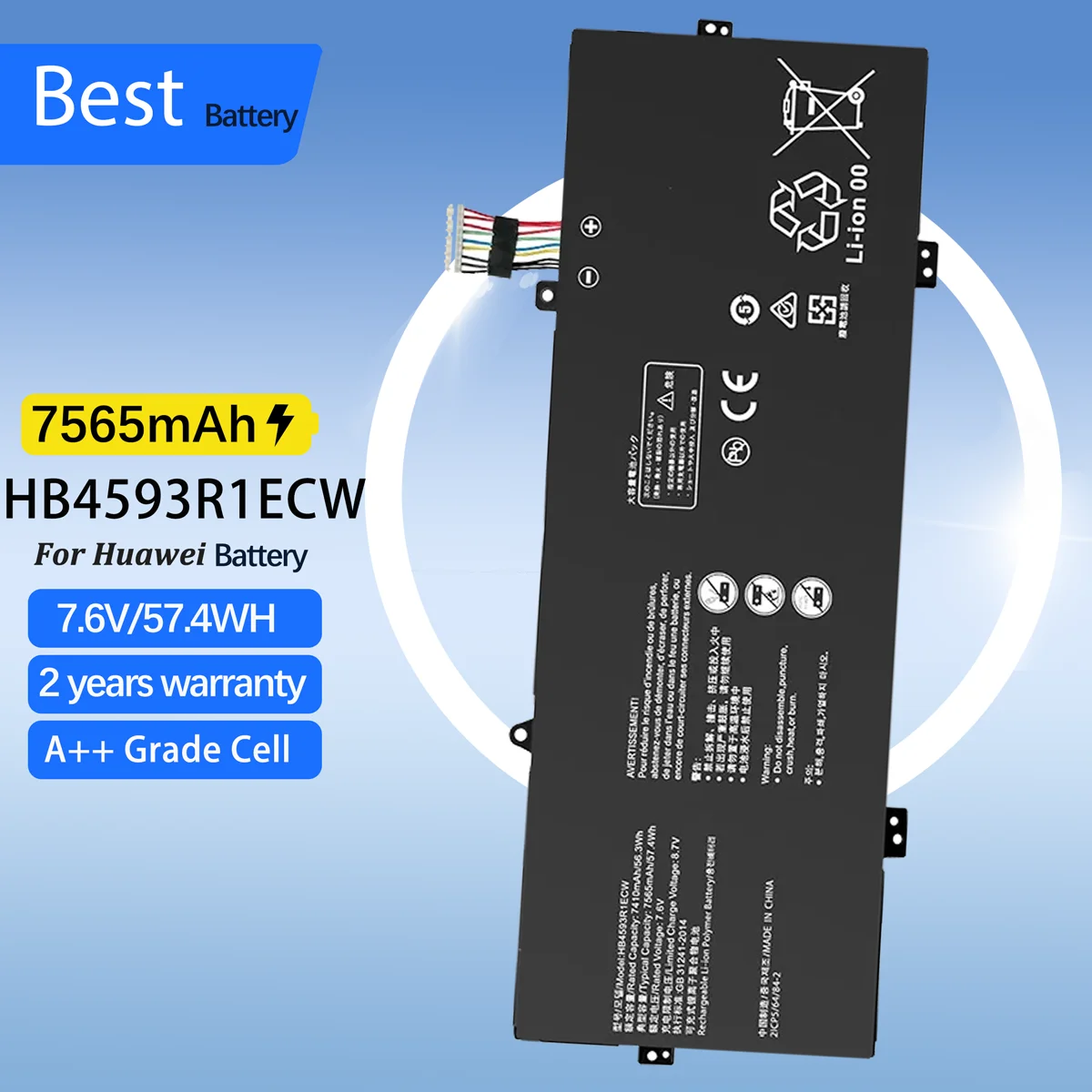 HB4593R1ECW Laptop Battery for Huawei Matebook X Pro i7 Mach-W29 2019 MACH-W19B MACH-W29C KPL-W00 KLV-W19 VLT-W60/50 7565mAh