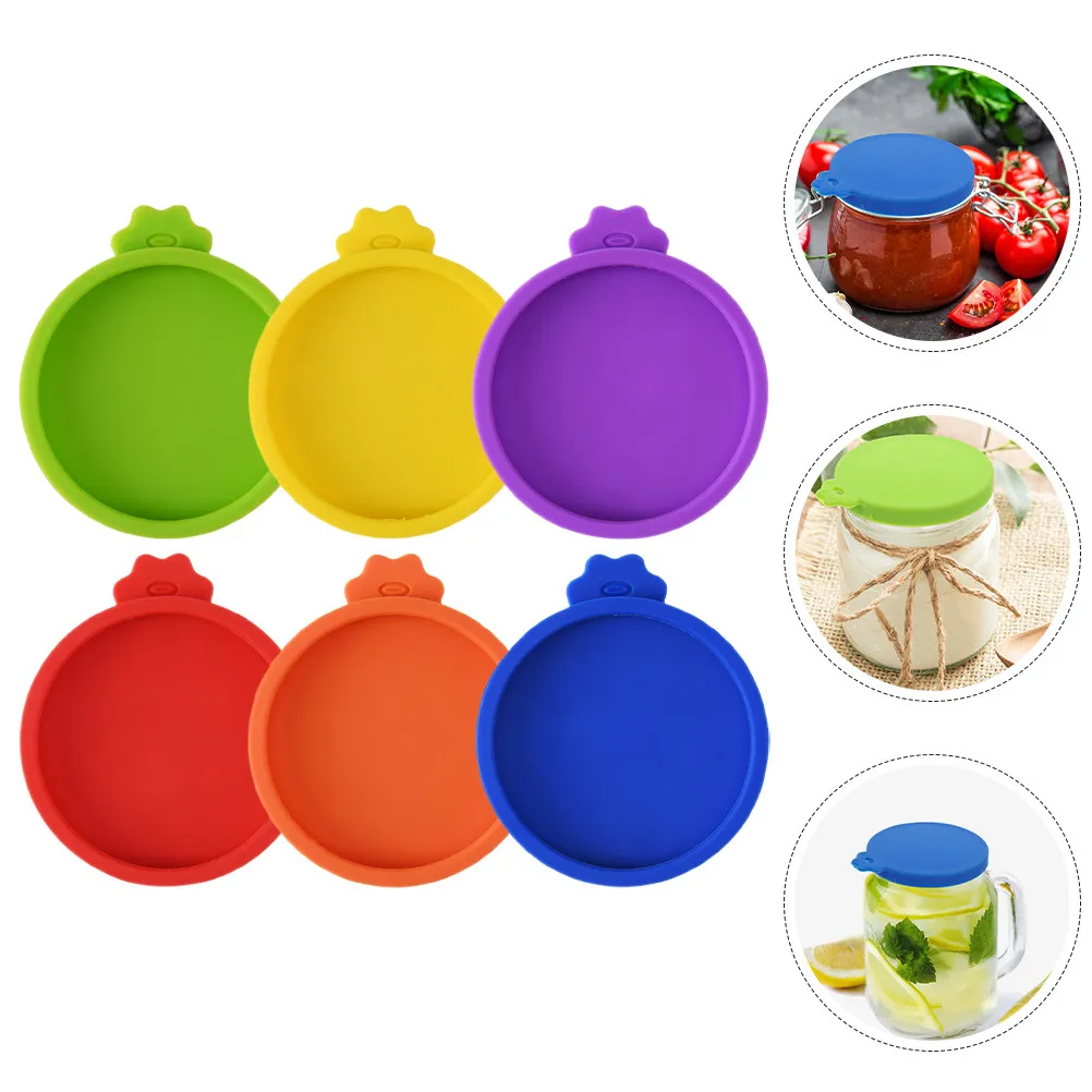 6Pcs Silicone Jar Lids Airtight Seal Freshness Preservation Reusable Wide Mouth Mason Jar Can Covers Yogurt Food Caps