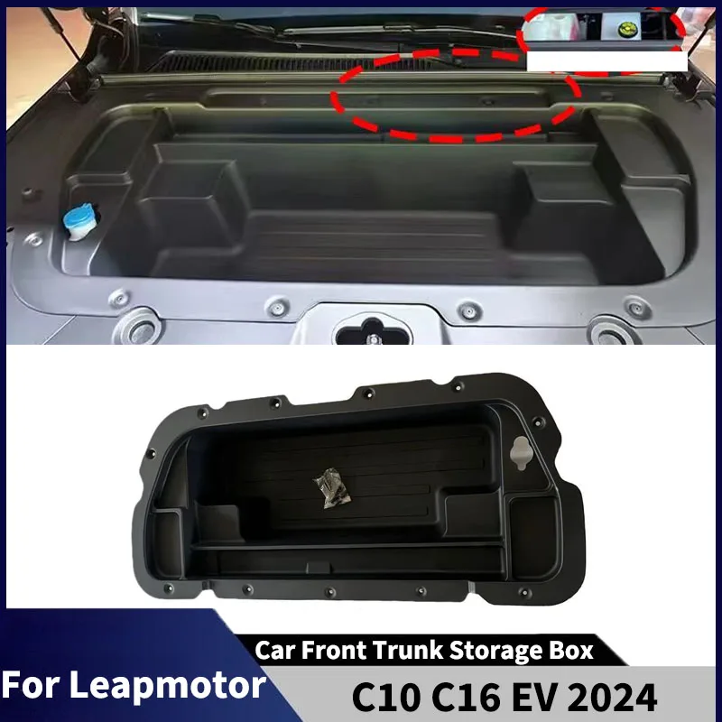 

For Leapmotor C10 C16 EV 2024 Car Front Trunk Storage Box Newest Front Trunk Organizer Engine Hood Storage Box Accessories