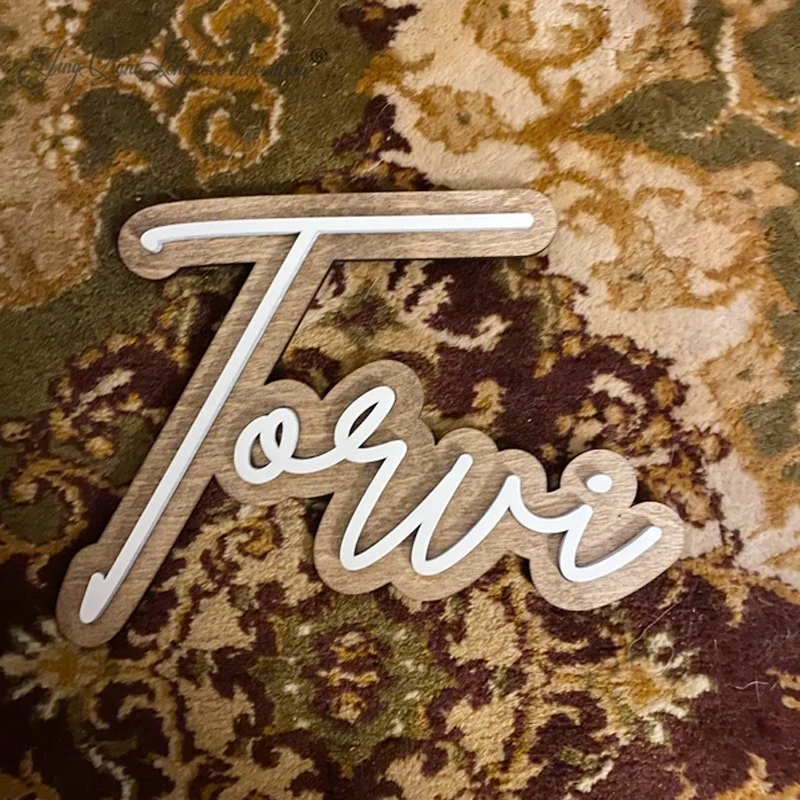 

Custom Large Wood Name Sign Boho Sign Custom Name Sign | Above Crib Cutout Layered Baby Name Sign Double Baby Name Sign