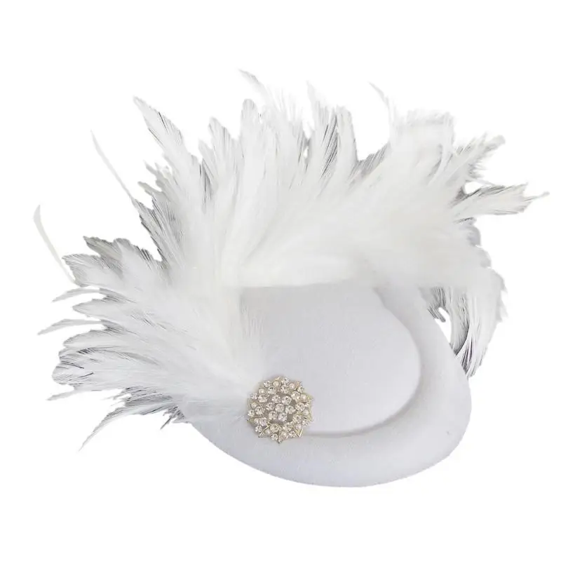 

652F Punk Girls Hair Clip Felt Hat Ponytail Hair Clip for Prom Wear