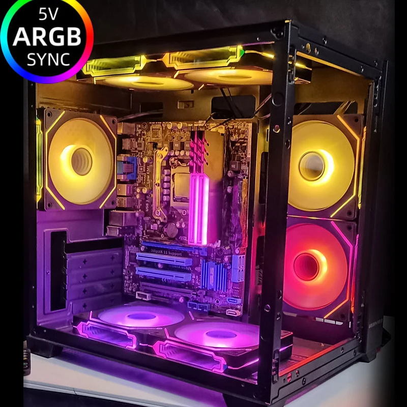 Prism4 Pro ARGB Fan 120mm PC Case Fan Kit 4pin PWM CPU مراوح التبريد 3pin 5v RGB 12cm مروحة كمبيوتر الألعاب