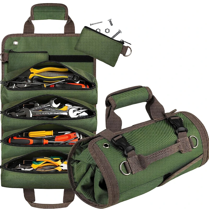 

50x32cm Multi-Purpose Tool Roll Bag Portable Oxford Repair Tool Bag Wrench Organizer Car First Aid Kit Wrap Roll Storage Bags