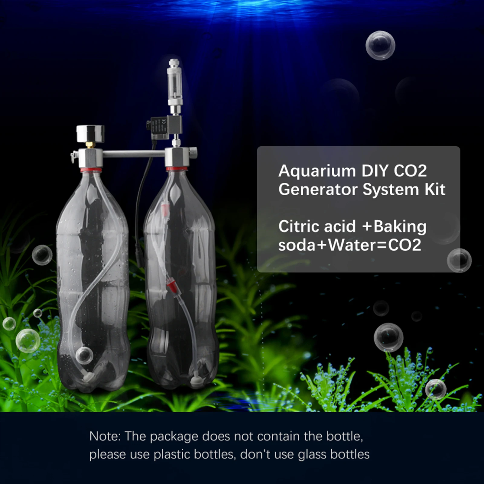 Aquarium DIY CO2 Generator System Kit CO2 Generator System Carbon Dioxide Reactor Kit with Solenoid Valve for Plants Aquarium