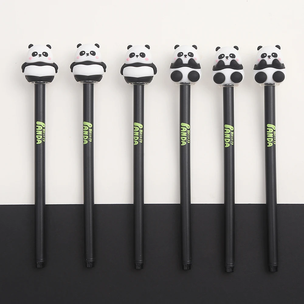 

4PCS Cute national treasure panda bamboo neutral pen black 0.5mm student creative stationery