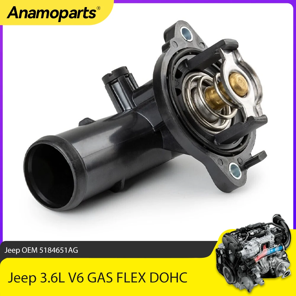 Engine Thermostat Fit 3.6 L For Jeep Grand Cherokee Wrangler JK 3.6L V6 GAS FLEX DOHC 2011-2018 OEM 5184651AG