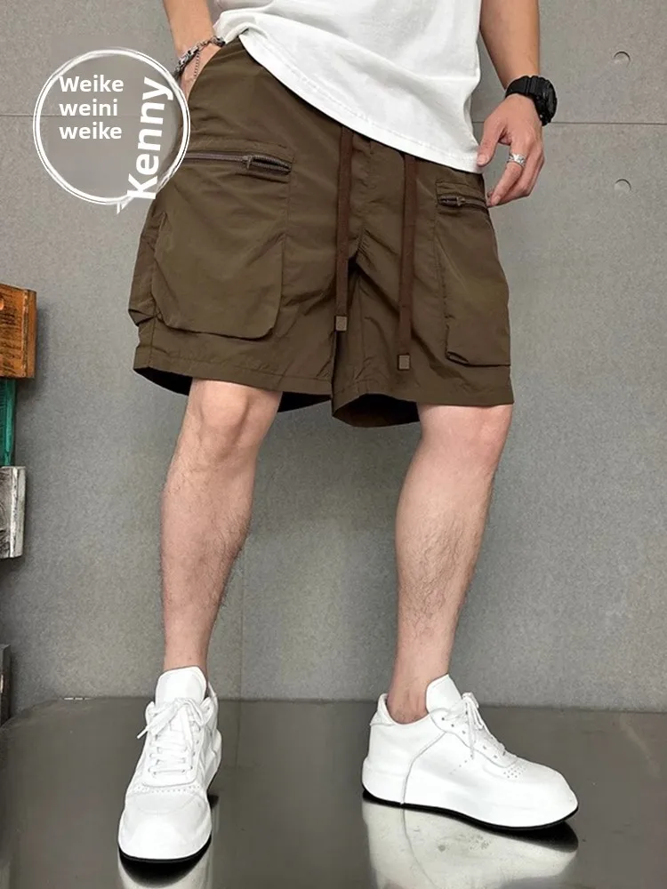 

American Retro Workwear ort Pants Men's Summer Thin Qui Dry Sports Casual Pants Trendy Brand Haome Five-Point Pants