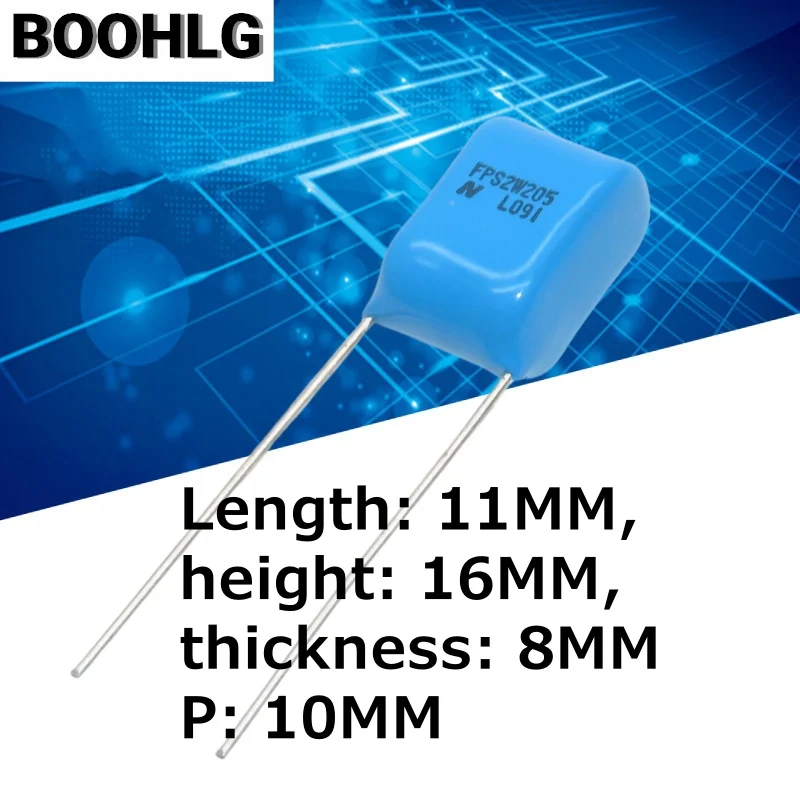 10PCS Nitsuko 205 2uf 2.0uf 450v 2W CBB 10 มม.ความถี่ทองแดงเท้าตัวเก็บประจุฟิล์มบาง
