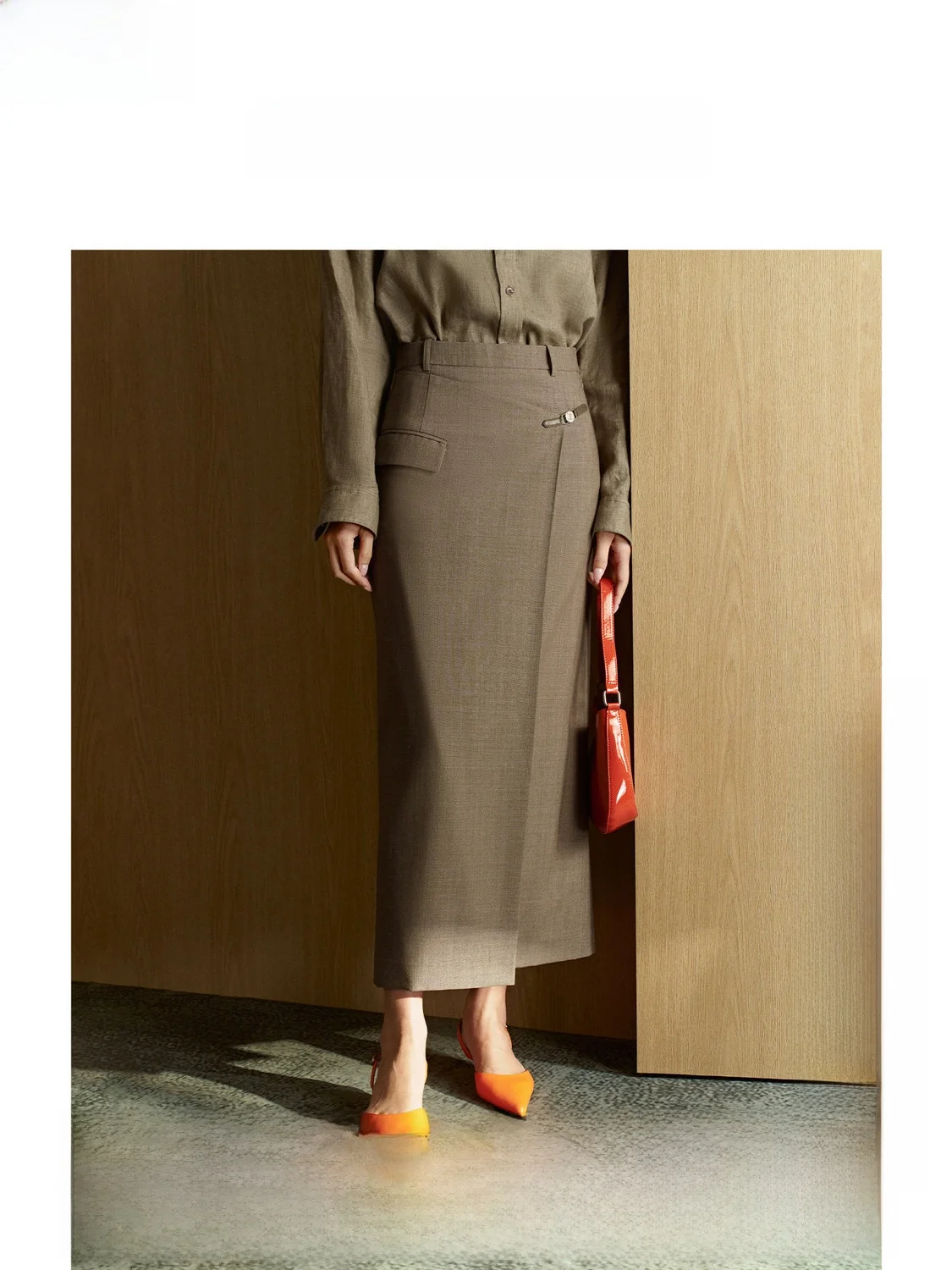 

ZhiZhi YoYuan Simple Design Wrap Sle Straight Cut Suit Skirt Spring New Arrival High Waist Commute Friendly