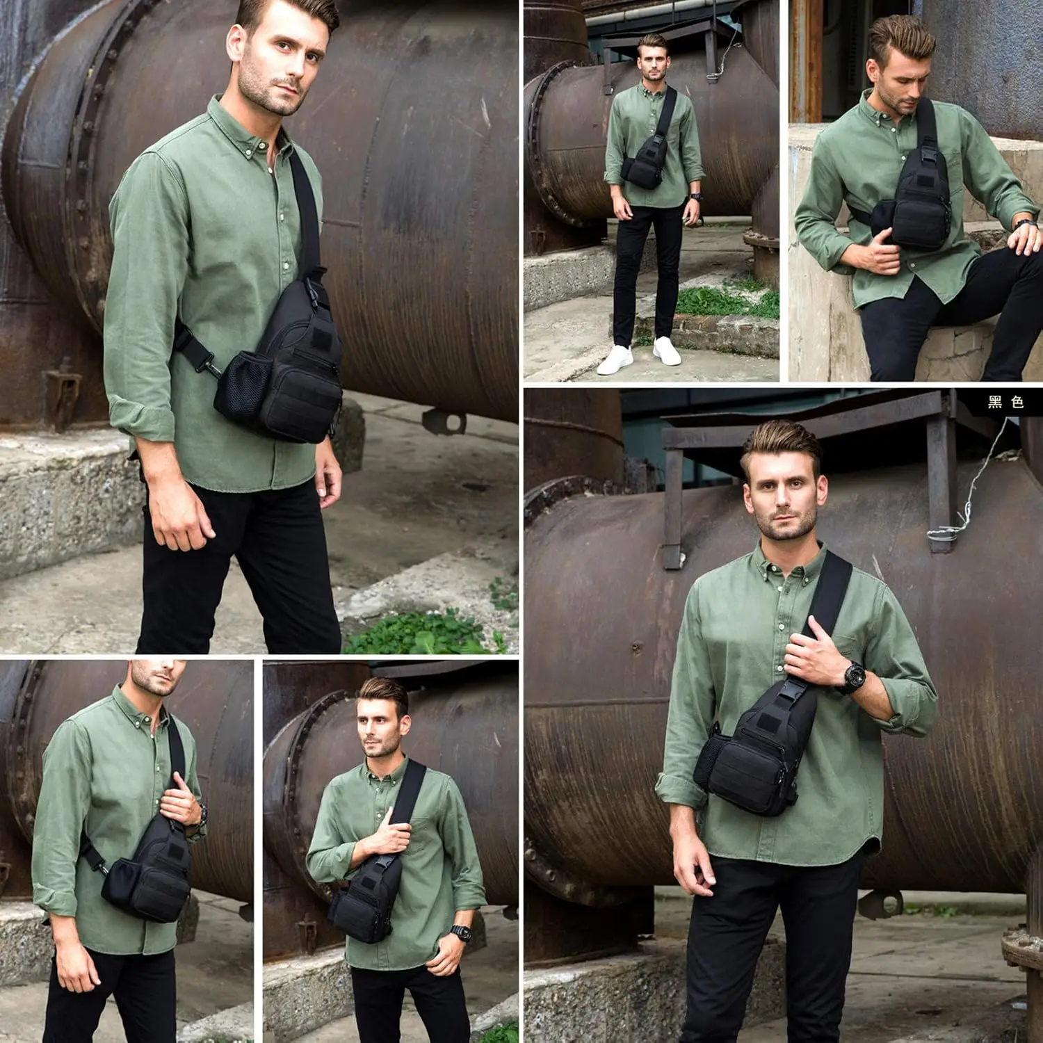 Paquete de eslinga unisex para exteriores, nailon duradero, puerto USB externo y correa personalizable, para senderismo, correr, ciclismo, viajes, gimnasio y