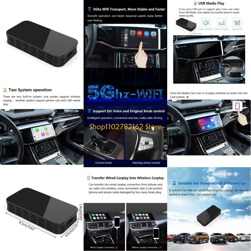 

547B Upgraded CarPlay Dongle for Smartphone Car Multimedia System USB Dongle Adapter Support Voice Control