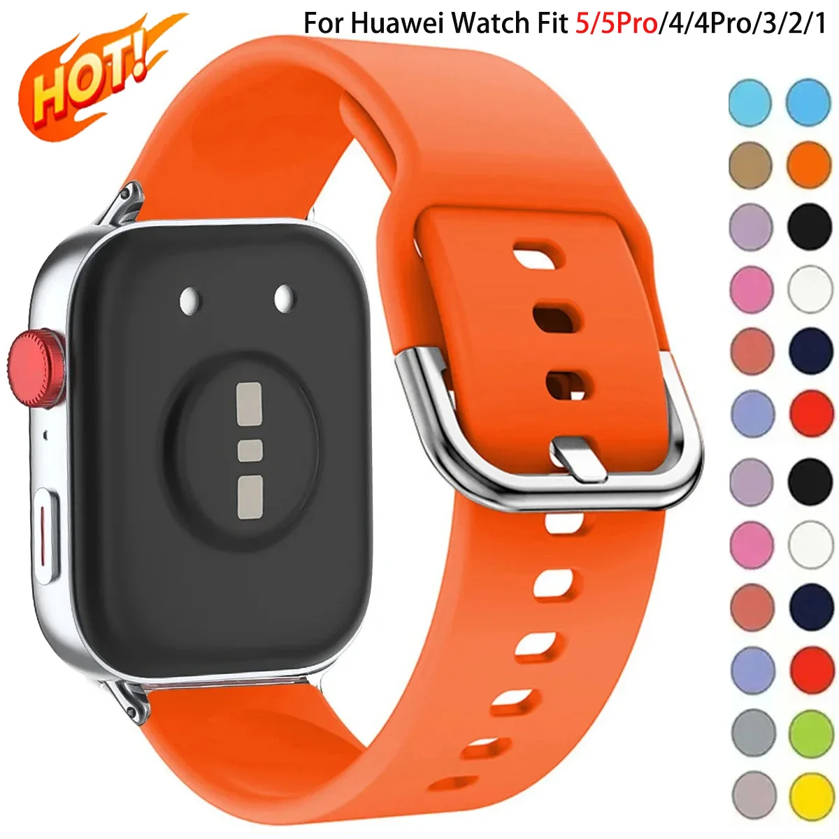 HOT Silikonarmband für Huawei Watch FIT5/4 Pro Armband mit Metallschnalle Sportarmband für Huawei Band Fit 5 4 3 2 1 Correa Zubehör