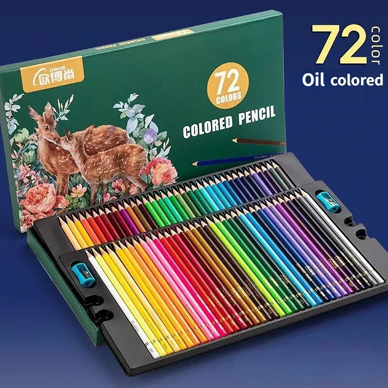 Imagem -06 - Obos 48 72 120 150 200 Peças Conjunto de Desenho de Lápis Colorido Aquarela e Cor Brilhante Oleosa Pintado à Mão Materiais de Arte Profissionais