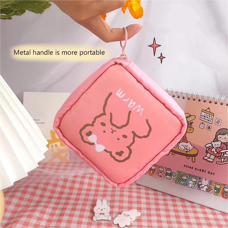 Women Sanitary Napkin Tampon Storage Bag Cute Sanitary Pad Pouches Portable Makeup Lipstick Key Earphone Data Cables Organizer