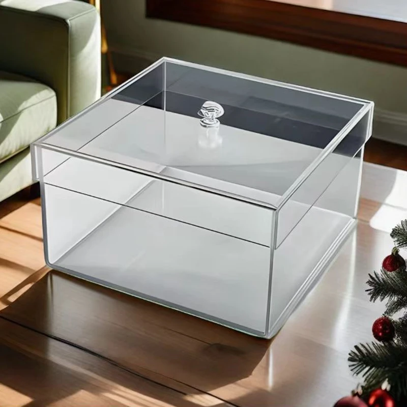 7.5*7.5*4inch  Transparent acrylic square storage box with lid, used to store small jewelry beads, coins, handicrafts, tiles, gi