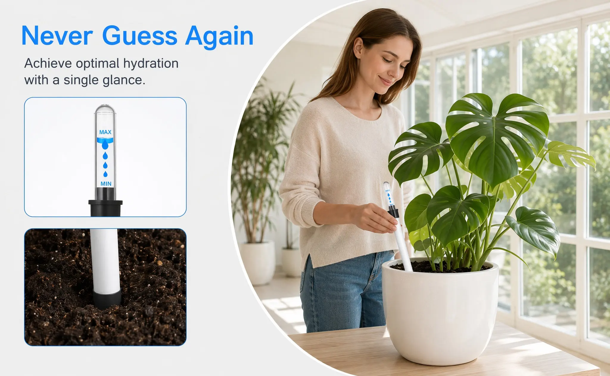 2Pcs Flowerpot Water Level Indicator Buoy Type Plant Hydration Meter Water Depth Gauge for Grass Pots Soil Moisture Monitoring