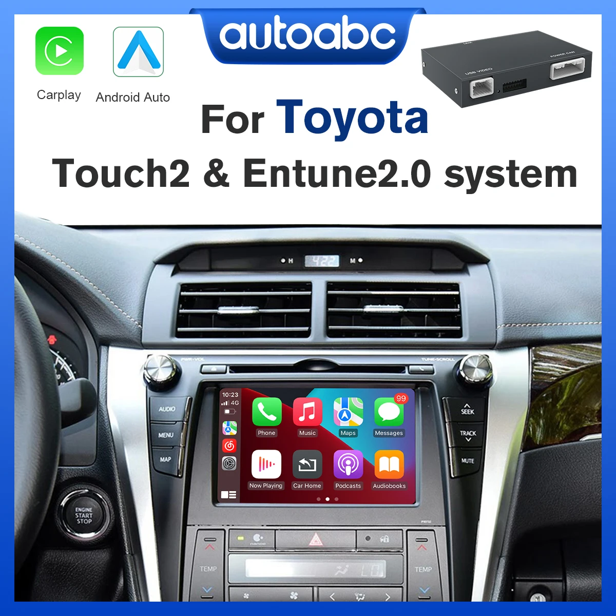 Wireless Carplay Android Auto  Original Car Button For Toyota Camry 2015-2017 Yaris CHR Touch2 & Entune2.0 System Module Decoder